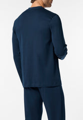 Long Winter Pyjamas in Warm Cotton Basic Line - Blue - 0023 blu | Perofil