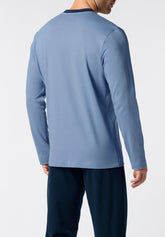 Long Winter Pyjamas in Warm Cotton Basic Line - Sky Blue - 0834 sky | Perofil