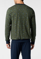 Pigiama Lungo Serafino in Cotone Invernale con Stampa Tennis - Fantasia Verde - S603 stampa verde | Perofil