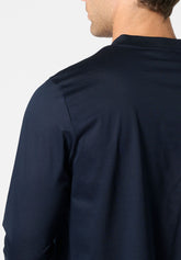 Pigiama Lungo Serafino in Cotone mercerizzato - Blu - 0023 blu | Perofil