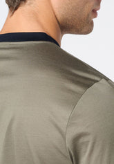 Pigiama Lungo Serafino in Cotone mercerizzato - Verde e Blu - 2101 vegetale/blu | Perofil