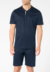 Pigiama Corto Serafino in Cotone mercerizzato - Blu - 0023 blu | Perofil