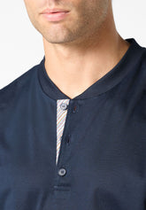 Pigiama Corto Serafino in Cotone mercerizzato - Blu - 0023 blu | Perofil