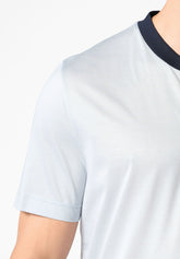 Pigiama Corto Serafino in Cotone mercerizzato - Perla e Blu - 2102 perla/blu | Perofil