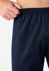 Pigiama Lungo Aperto con Collo in Cotone mercerizzato - Blu - 0023 blu | Perofil