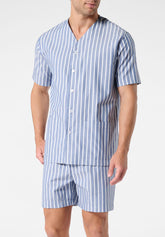 Pigiama Lungo Aperto in Lyocell - Fantasia Righe Denim - 2105 riga denim | Perofil