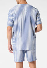 Pigiama Lungo Aperto in Lyocell - Fantasia Righe Denim - 2105 riga denim | Perofil