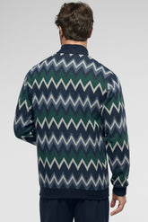Pigiama Lungo collo lupetto Punto Milano Soft Cotton - Fantasia Chevron e Blu - 2059 chevron/blu | Perofil