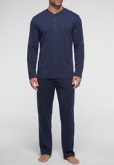 Pigiama Lungo collo serafino in Cotone Invernale - Blu - 0023 blu | Perofil