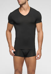 V Neck T-shirt Stretch Modal X-Touch - Black - 0031 nero | Perofil