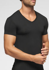 V Neck T-shirt Stretch Modal X-Touch - Black - 0031 nero | Perofil