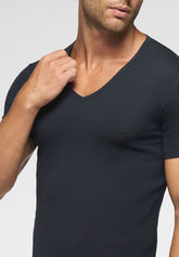 Maglietta Scollo a V profondo in Cotone elasticizzato 4Seasons - Blu - 0023 blu | Perofil