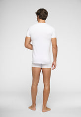 Maglietta Scollo a V in Cotone elasticizzato Match Bipack - Bianco - 0020 bianco | Perofil