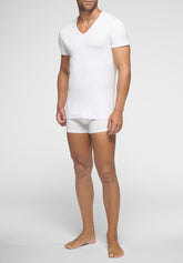 Maglietta Scollo a V in Cotone elasticizzato Match Bipack - Bianco - 0020 bianco | Perofil