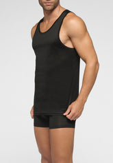 Wide Shoulder Tank Top Double Mercerized Cotton Active - Black - 0031 nero | Perofil