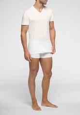Maglietta Scollo a V in Cotone Pima Bipack - Bianco - 0020 bianco | Perofil