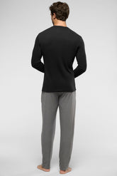 Winter Cotton Round-Neck Long Sleeve Shirt Warm Fashion - Black - 0031 nero | Perofil
