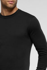Winter Cotton Round-Neck Long Sleeve Shirt Warm Fashion - Black - 0031 nero | Perofil