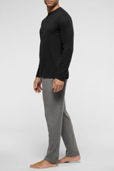 Winter Cotton Round-Neck Long Sleeve Shirt Warm Fashion - Black - 0031 nero | Perofil