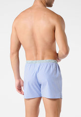 Boxer Shorts in Cotton Poplin - Denim Stripe Print - 2105 riga denim | Perofil