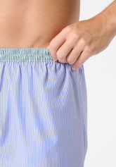 Boxer Shorts in Cotton Poplin - Denim Stripe Print - 2105 riga denim | Perofil
