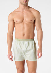 Boxer Shorts in Cotton Poplin - Green Regimental Print - 2146 regimental verde | Perofil