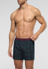 Cotton Poplin Boxer Briefs – BiPack - Green Check Print - 6071 check verde | Perofil