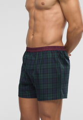 Cotton Poplin Boxer Briefs – BiPack - Green Check Print - 6071 check verde | Perofil