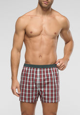Cotton Poplin Boxer Briefs – BiPack - Ruby Check Print - 6072 check rubino | Perofil