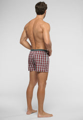 Cotton Poplin Boxer Briefs – BiPack - Ruby Check Print - 6072 check rubino | Perofil