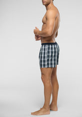 Cotton Poplin Boxer Briefs – BiPack - Blue Check Print - 6073 check blu | Perofil