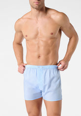 Lyocell Boxer Shorts with Buttons Gelion - Light Blue Check Print - 2061 quadro azzurro | Perofil