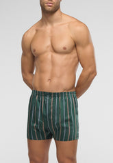 Gelion Lyocell Boxer Shorts with Buttons - Green Stripe Print - 6062 riga verde | Perofil