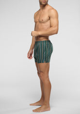Gelion Lyocell Boxer Shorts with Buttons - Green Stripe Print - 6062 riga verde | Perofil