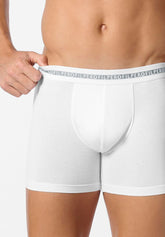 Boxer Parigamba Lungo in Cotone Elasticizzato Logo Match Bipack - Bianco - 0020 bianco | Perofil