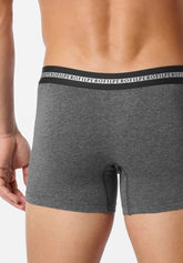 Boxer Parigamba Lungo in Cotone Elasticizzato Logo Match Bipack - Grigio Scuro Melange - 4020 grigio melange scuro | Perofil