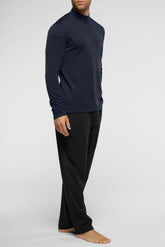 Long-Sleeve Mock Neck in Lyocell, Wool & Cotton - Blue - 0023 blu | Perofil