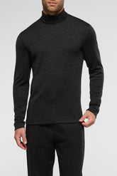 Long-Sleeve Turtleneck in Lyocell, Wool & Cotton - Anthracite Mélange - 0227 antracite | Perofil