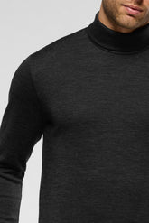Long-Sleeve Turtleneck in Lyocell, Wool & Cotton - Anthracite Mélange - 0227 antracite | Perofil