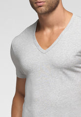 Maglietta Scollo a V in Cotone elasticizzato Match Bipack - Grigio Melange - 0041 grigio melange | Perofil
