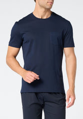 T-Shirt Girocollo in Filo di Scozia Piquet - Blu - 0023 blu | Perofil