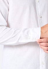 Camicia Manica Lunga in Lino e Cotone - Bianco - 0020 bianco | Perofil