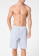 Linen and Cotton Bermuda Shorts - Fantasy Stripe Print - 2130 riga fantasia | Perofil