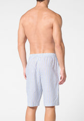 Linen and Cotton Bermuda Shorts - Fantasy Stripe Print - 2130 riga fantasia | Perofil