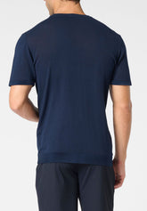 Maglia Manica Corta Girocollo in Maglia Tricot - Blu - 0023 blu | Perofil