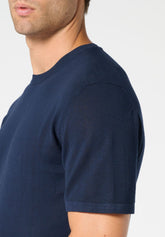 Maglia Manica Corta Girocollo in Maglia Tricot - Blu - 0023 blu | Perofil