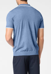 Polo Manica Corta in Maglia Tricot - Denim - 2080 denim | Perofil