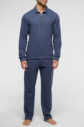Polo Collar Zip Tracksuit in Soft Touch Milano Knit - Jeans Mélange - 1580 jeans melange | Perofil