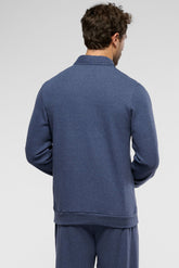 Polo Collar Zip Tracksuit in Soft Touch Milano Knit - Jeans Mélange - 1580 jeans melange | Perofil