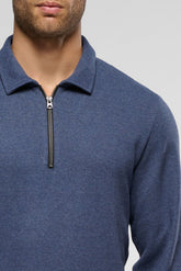 Polo Collar Zip Tracksuit in Soft Touch Milano Knit - Jeans Mélange - 1580 jeans melange | Perofil